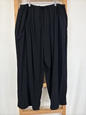 NWT Lyng Black Drawstring Elastic Waist Pockets Wide Leg Pants #1432 Size 3X